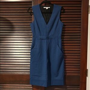 Diane von Furstenberg Blue V-neck Sheath Dress